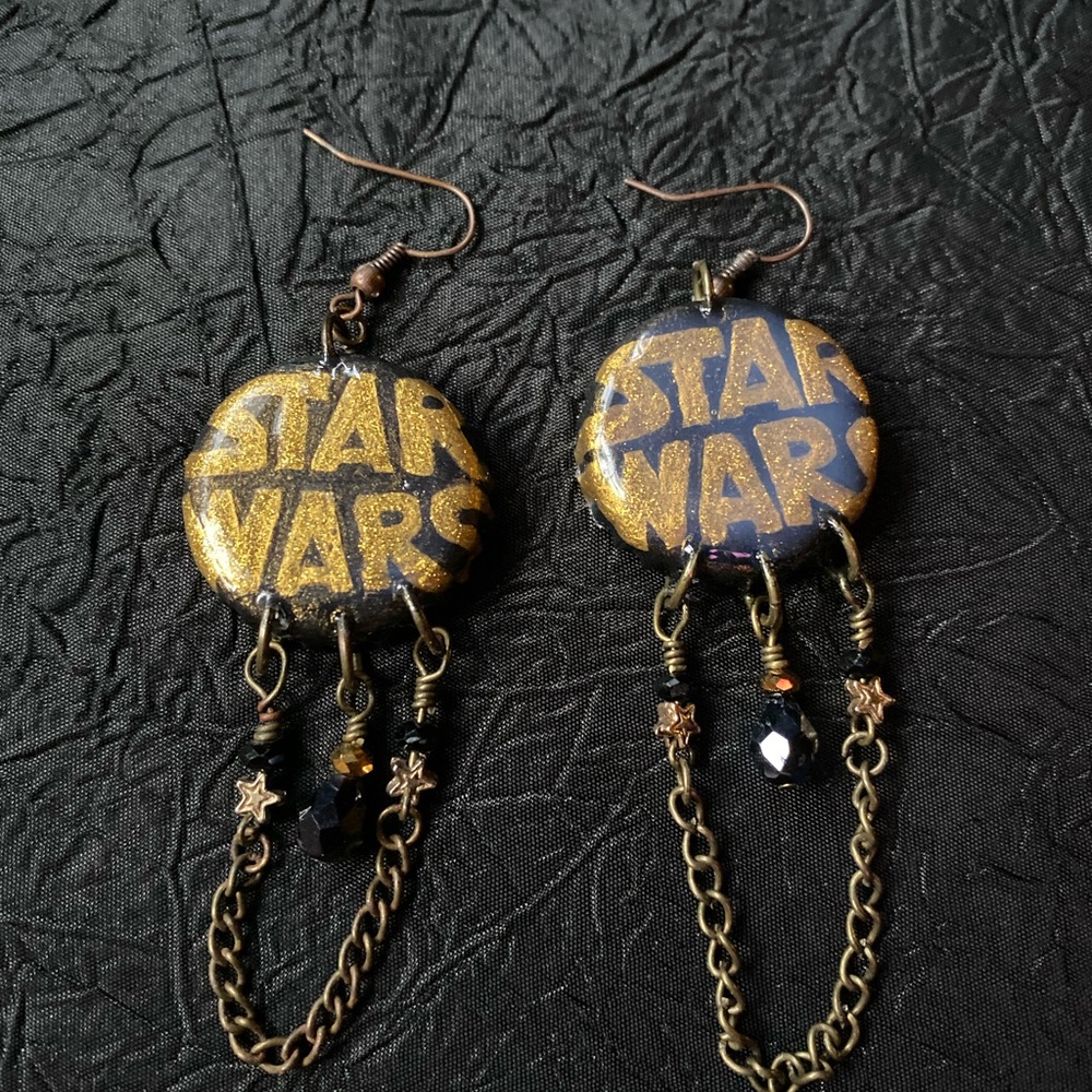 Star Wars inspired handmade bottle cap art earring